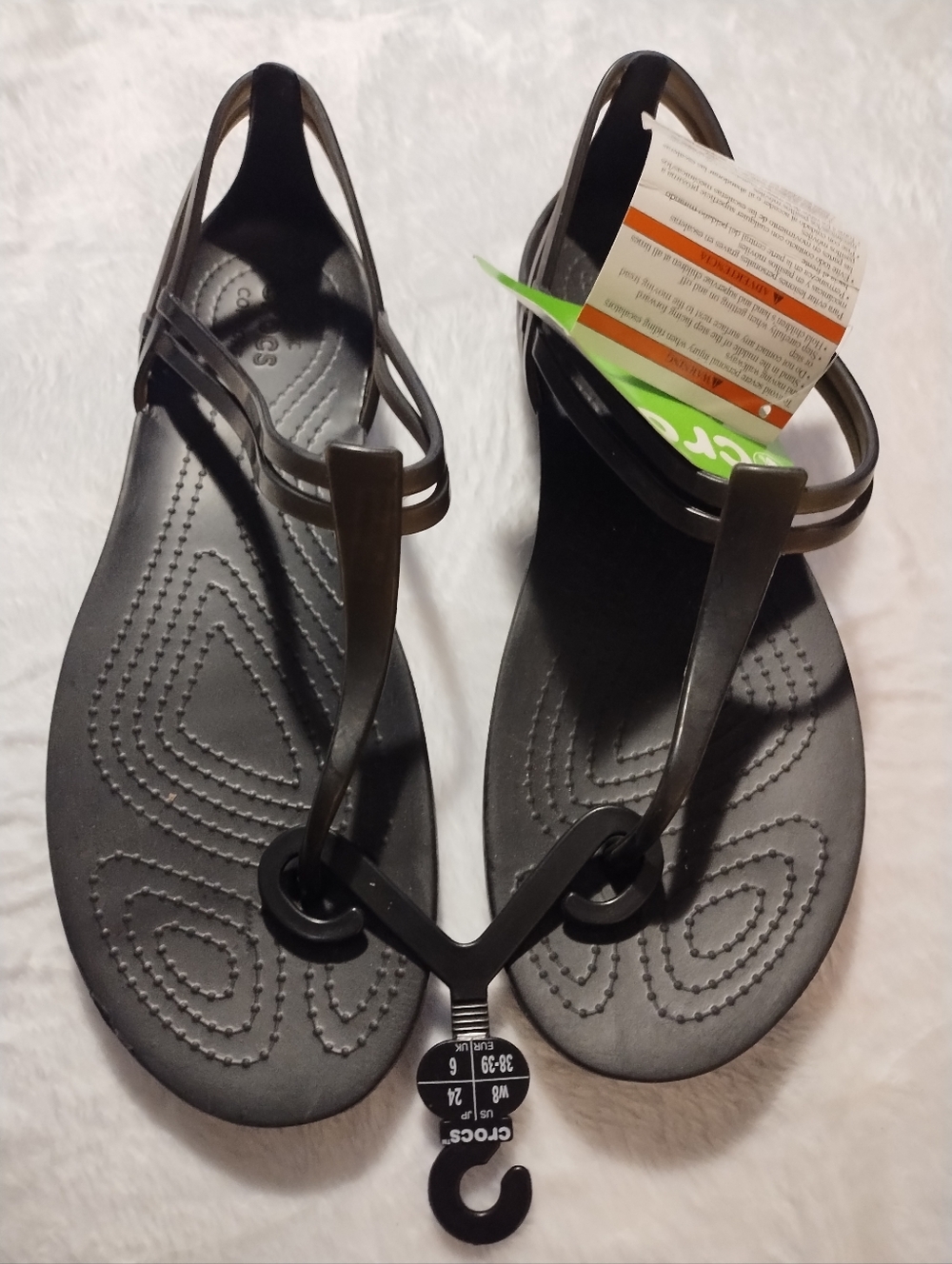 CROCS Black Strappy Thong Sandals - Picture 3 of 4